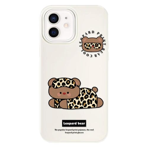 Funda híbrida TPU Policarbonato iPhone 11 con Tacto Sedoso (Oso Leopardo Blanco)