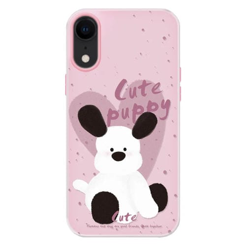 Funda híbrida TPU Policarbonato iPhone Xr Forma Cachorro (Rosa)