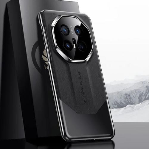 Funda para Teléfono Huawei Mate 70 Pro Diseño Imitación Galvanizada de Platino (Negra)