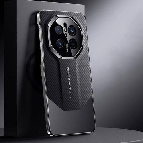 Funda para Teléfono Huawei Mate 70 Platinum con Diseño de Imitación de Fibra de Carbono (Negra)