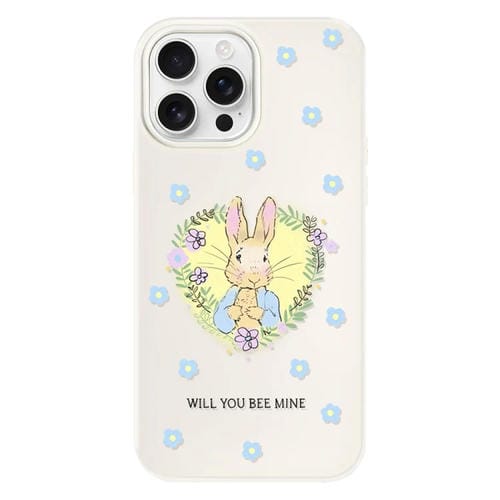 Funda híbrida TPU y Policarbonato iPhone 16 Pro Max Conejo con Flores (Blanco)