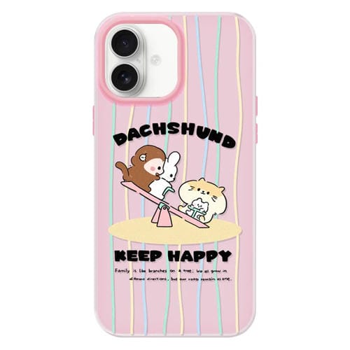 Funda híbrida TPU Policarbonato iPhone 16 Tacto Gelatina (Seesaw Animal Pink)
