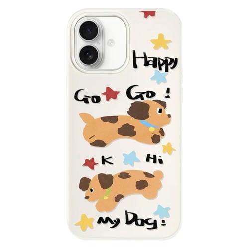Funda Híbrida TPU PC para iPhone 16 Perro Feliz (Blanco)