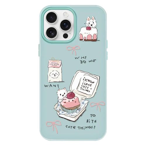 Funda híbrida TPU y PC iPhone 13 Pro Cake Dog Tacto Sedoso y Gelatinoso (Verde Claro)