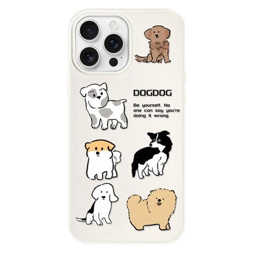 Funda híbrida TPU y PC iPhone 13 Pro Cachorro de Razas Múltiples (Blanco)
