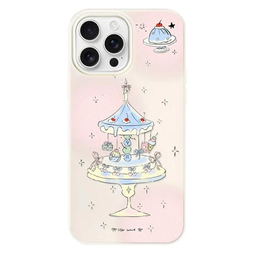 Funda híbrida TPU y PC para iPhone 11 Pro Max con soporte para tartas de postre (Blanco)