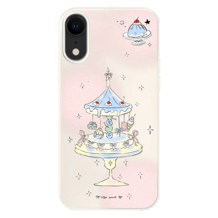 Funda híbrida TPU y Policarbonato para iPhone Xr con soporte para tartas y postres (Blanco)