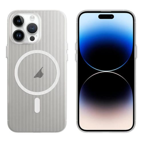 Funda para Teléfono Magsafe PC Corrugada para iPhone 14 Pro (Blanca)
