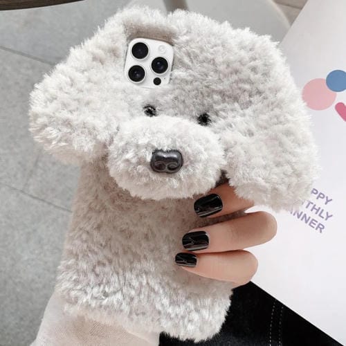Funda TPU para iPhone 14 Pro Diseño Perro de Peluche (Gris)