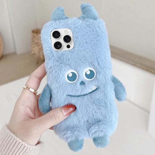 Funda de Teléfono TPU iPhone 14 Pro Diseño Monstruo de Peluche (Azul)