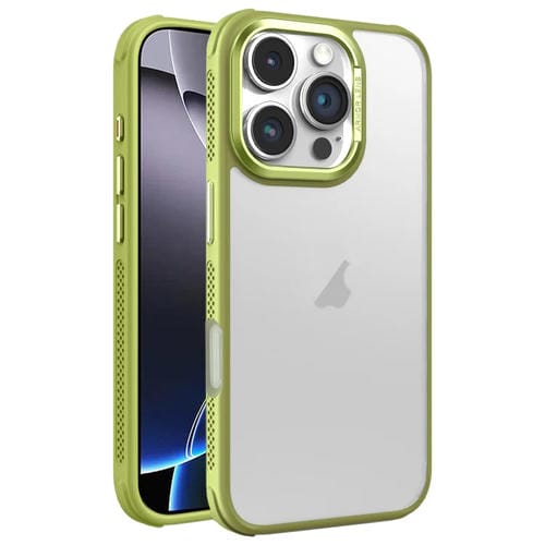 Estuche para Teléfono iPhone 16 Pro Max Marco de Lente Metal Esmerilado Sensación de Piel Enfriamiento Lateral (Verde)
