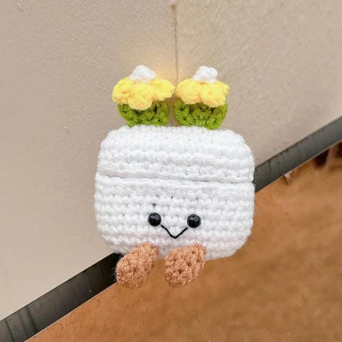 Funda Protectora Blanda Para Auriculares Airpods 4 Maceta Con Forma De Flor Sonriente