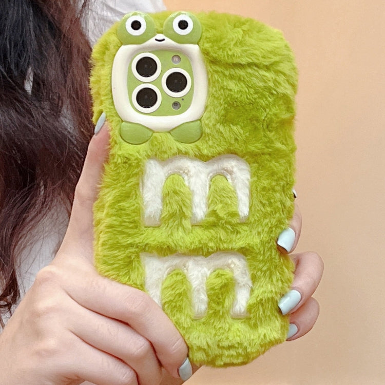 Funda de teléfono TPU con bordado de felpa para iPhone 14 Pro Max (Verde)