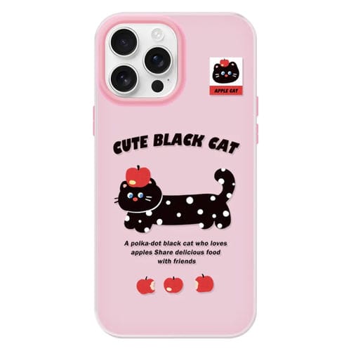 Funda híbrida TPU y PC con tacto de piel para iPhone 14 Pro (Apple Black Cat Pink)