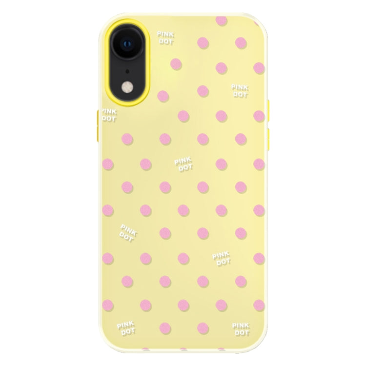 Funda híbrida TPU Policarbonato iPhone Xr con Tacto Sedoso (Lunares Amarillos)