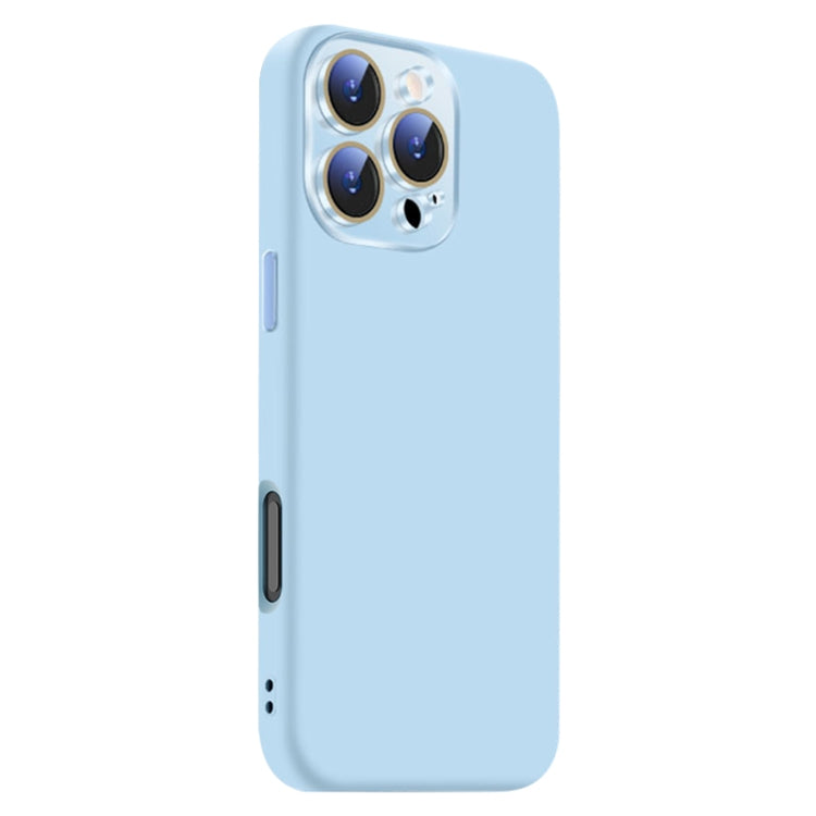 Funda de Silicona Líquida para iPhone 16 Pro con NanoLente (Azul Claro)