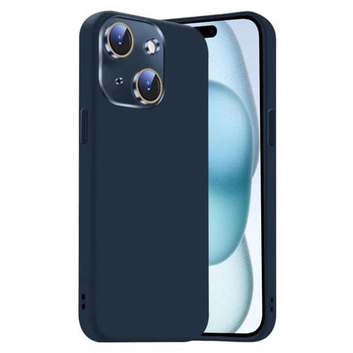 Funda de Silicona Líquida para iPhone 15 con NanoLente (Azul Titanio)