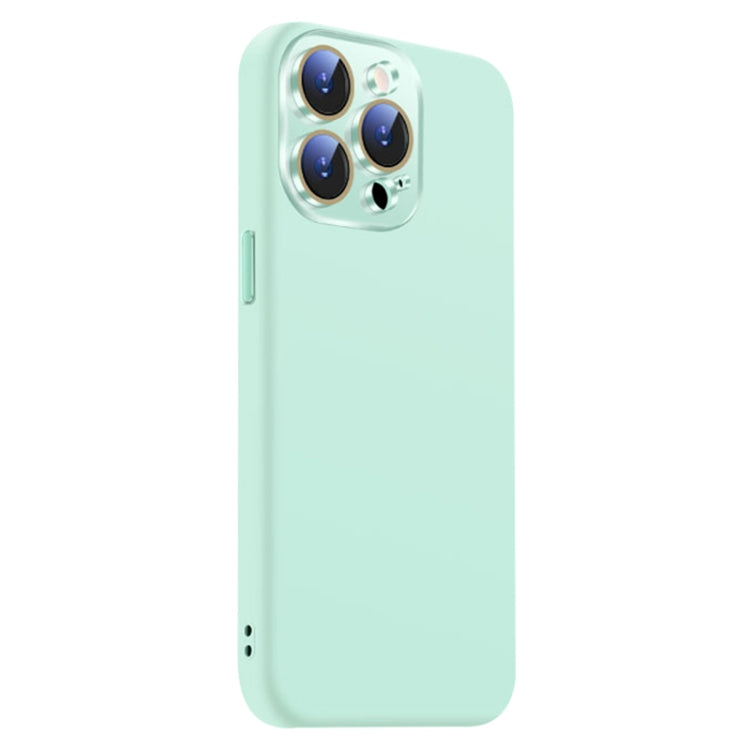 Funda de Silicona Líquida para iPhone 14 Pro con NanoLente (Cian Claro)