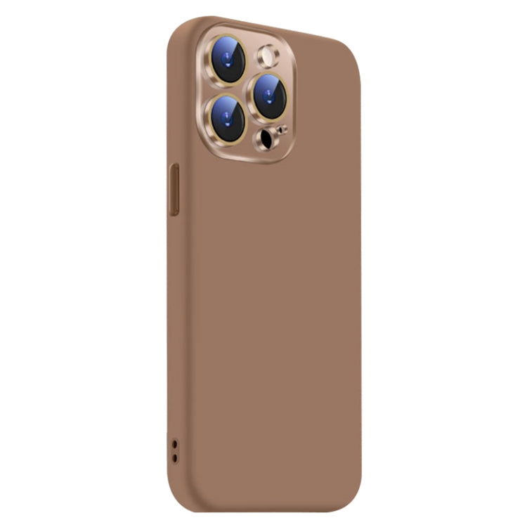 Funda de Silicona Líquida para iPhone 14 Pro con NanoLente (Dorado del Desierto)