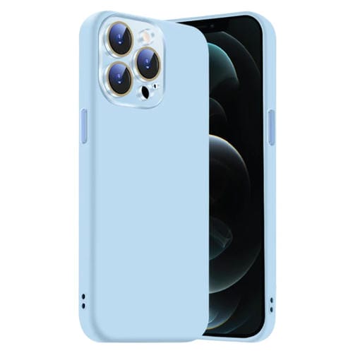 Funda de Silicona Líquida para iPhone 12 Pro con NanoLente (Azul Claro)
