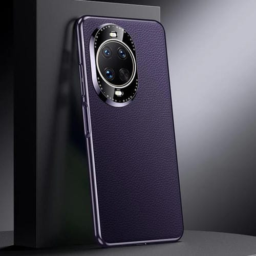 Funda de PC de cuero genuino para Huawei Nova 14 Ultra (morado oscuro)