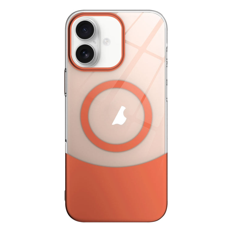 Funda para iPhone 16 Plus PC Transparente con Magsafe y Contraste de Color (Naranja)