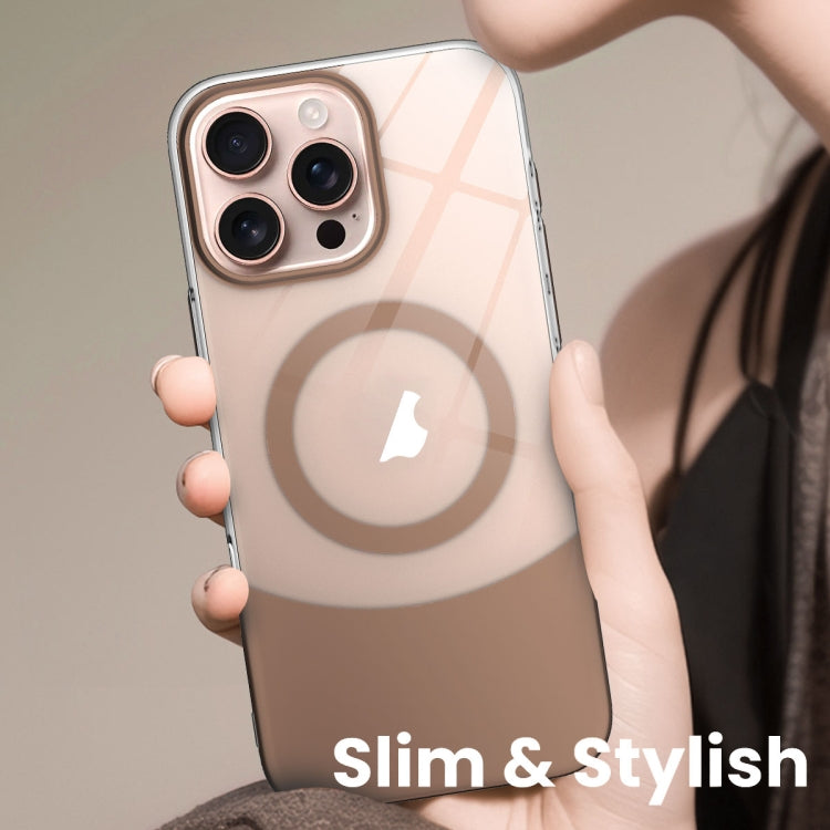 Funda para iPhone 16 Plus PC Transparente con Magsafe y Contraste de Color Delgado (Gris)