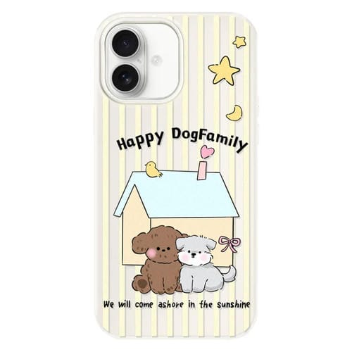 Funda Híbrida TPU y Policarbonato para iPhone 16 con Tacto de Piel (Perro Blanco)