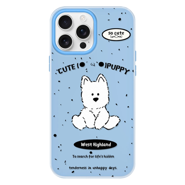 Funda híbrida TPU y Policarbonato iPhone 15 Pro Max Tacto Agradable (Line Dog Blue)