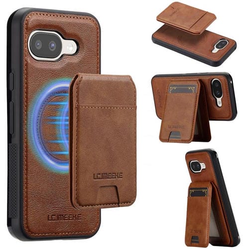 Funda para Google Pixel 9a LC.IMEEKE L3 con tarjetero RFID desmontable y Magsafe (marrón)