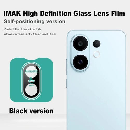 Película de lente de cámara trasera de vidrio HD imak versión negra para vivo S30 5G, versión autoposicionable