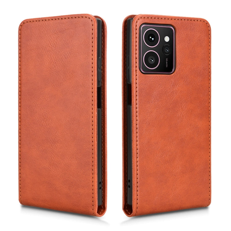 Funda de Cuero con Tapa Vertical Magnética para Teléfono Hmd Skyline 5G (Marrón)