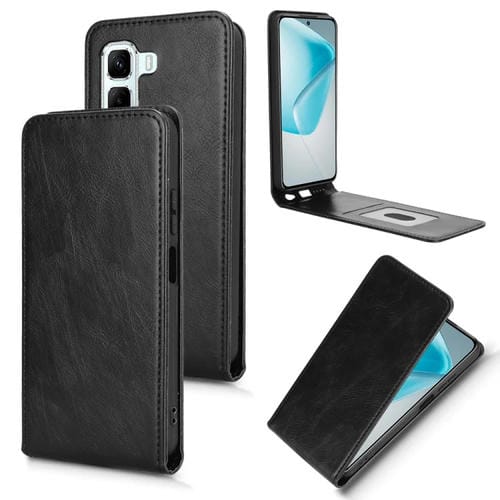 Funda de Cuero con Tapa Vertical Magnética para Infinix Hot 50 5G (Negro)