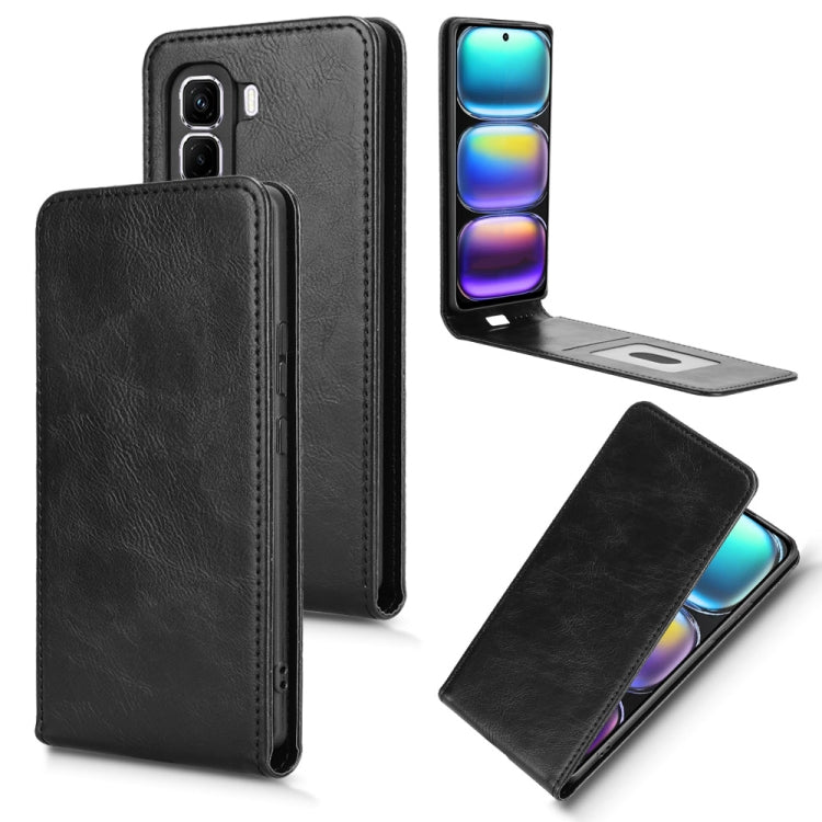 Funda de Cuero con Tapa Vertical Magnética para Infinix Hot 50 Pro+ 4G (Negra)