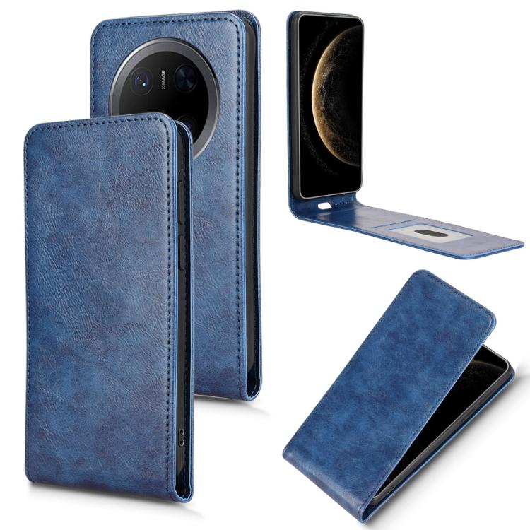 Funda de Cuero con Tapa Vertical Magnética para Huawei Mate 70 Pro/70 Pro+ (Azul)
