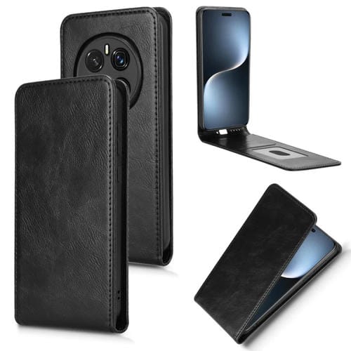 Funda de Cuero Magnética con Tapa Vertical para Honor Magic7 Pro (Negra)