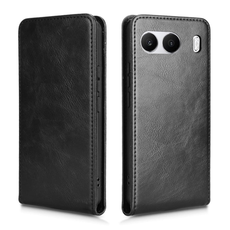 Funda de Cuero con Tapa Vertical Magnética para OnePlus Nord 4 5G (Negra)