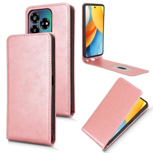 Funda de Cuero con Tapa Vertical Magnética para ZTE Axon 60 Lite Blade V60 Vita (Oro Rosa)