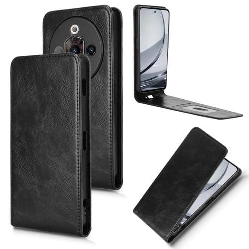 Funda de Cuero con Tapa Vertical Magnética para ZTE Nubia Focus Pro (Negro)