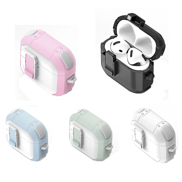 Estuche para Auriculares Dux Ducis Pecp Series para Airpods 4 con Gancho Dividido (Verde y Blanco)