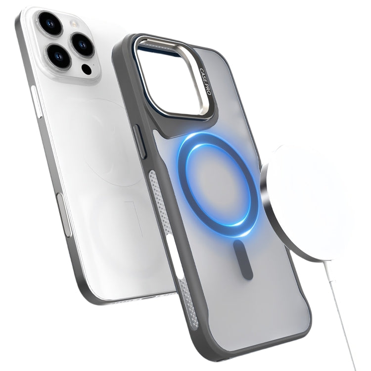 Funda Magnética Magsafe con Soporte de Metal para iPhone 16 Pro Max (Gris)