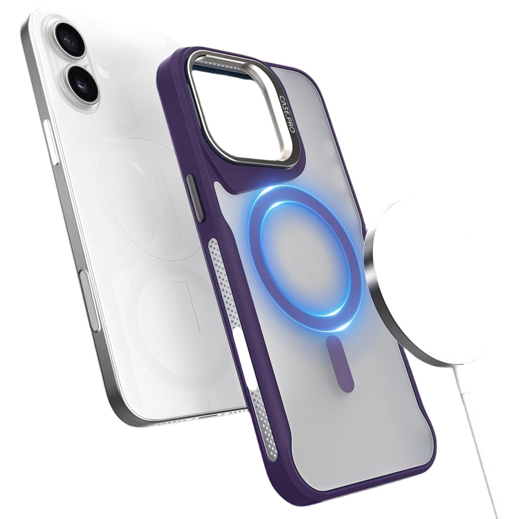 Funda Magnética para iPhone 16 Plus con Soporte de Metal Magsafe (Morado)