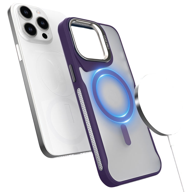 Funda Magnética para Teléfono Magsafe con Soporte de Metal para iPhone 15 Pro Max (Morado)