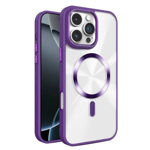 Funda para teléfono Magsafe iPhone 16 Pro Max Textura Cd Brillante (Morado Oscuro)