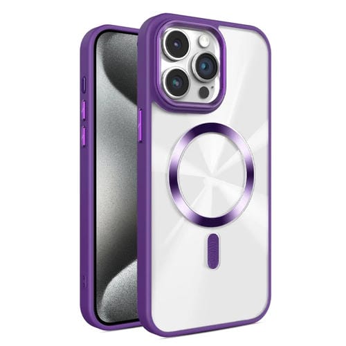 Funda para Teléfono Magsafe iPhone 15 Pro Max Textura Cd Brillante (Morado Oscuro)