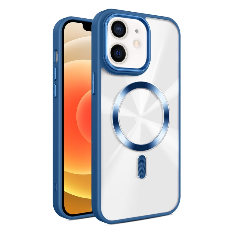 Funda para Teléfono Magsafe iPhone 12 Textura Cd Brillante (Azul Real)
