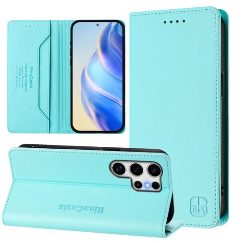 Funda Cuero Samsung Galaxy S22 Ultra 5G Rc01 Doble Pliegue Succión Magnética (Verde Menta)