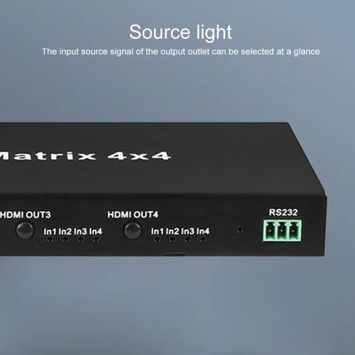 Conmutador de Matriz HDMI Measy Mt4344 4K 30 Hz 4 Entradas 4 Salidas Compatible con Conmutación sin Interrupciones (Negro) Enchufe de la UE