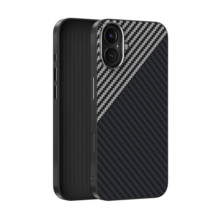 Funda para iPhone 16 Plus Abeel C Carbon Fiber Series 6D Micro Relief Magsafe (Negra y Gris)