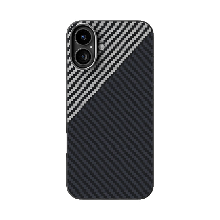 Funda para iPhone 16 Plus Abeel C Carbon Fiber Series 6D Micro Relief Magsafe (Negra y Gris)